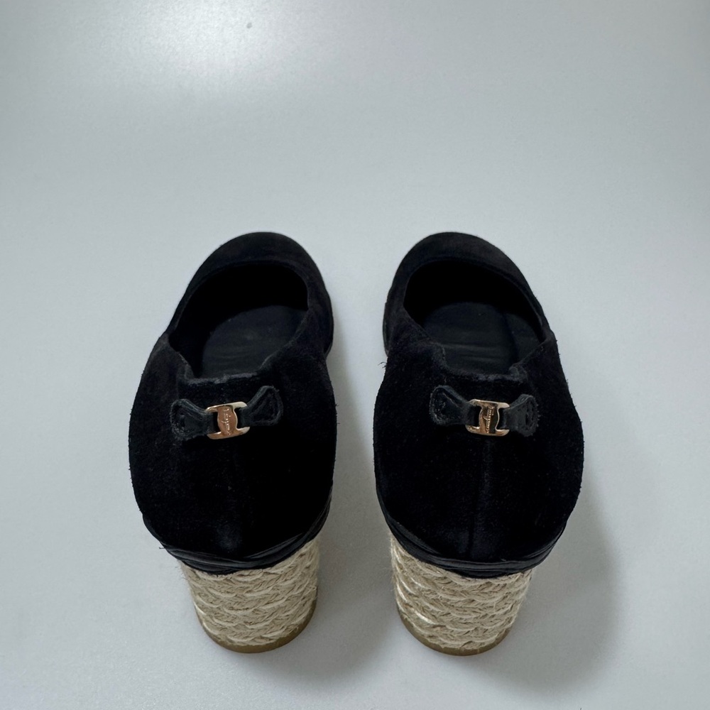 Ferragamo Svelte Wedges Suede Black Women’s Size 6 - Picture 5 of 8